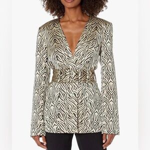 REVOLVE Zebra Print Blazer in Black and Cream